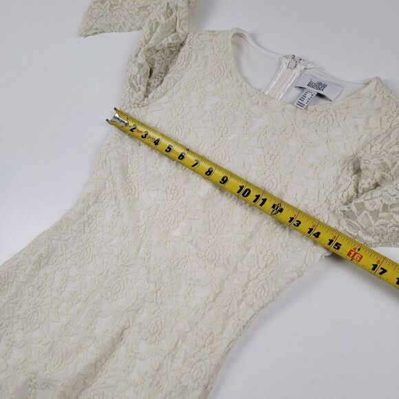 Belle Bagley Mischka Dress Lace Long Sleeve Ivory Formal Zip Up - Picture 5 of 13